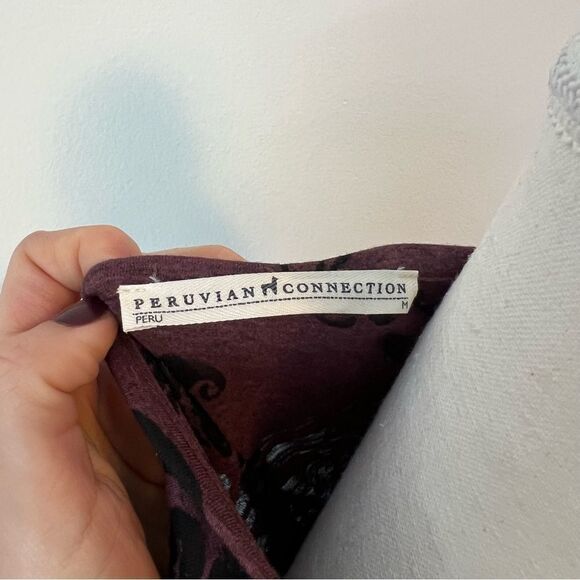 Peruvian Connection Floral Tunic Top Burnout Size Medium 3/4 Sleeve - Picture 6 of 7